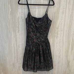 Aidan Mattox Black and Multicolor Mini Dress